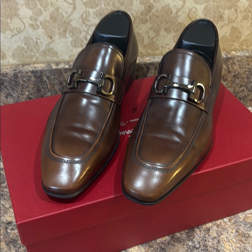 Men's Salvatore Ferragamo Brown Leather Loafers in Size 8.5